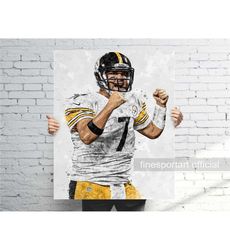Ben Roethlisberger Pittsburgh Poster, Canvas Wrap, Football framed