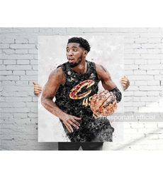 Donovan Mitchell Cleveland Poster, Canvas Wrap, Basketball framed