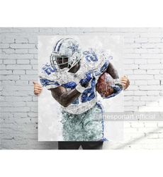 Emmitt Smith Dallas Poster, Canvas Wrap, Football framed
