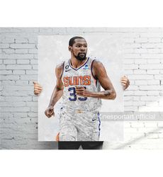 Kevin Durant Phoenix Poster, Canvas Wrap, Basketball framed