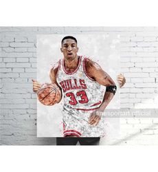 Scottie Chicago Poster, Canvas Wrap, Basketball framed print,