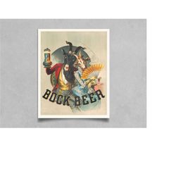 Vintage Bock Beer Poster No. 8 Print, Home Bar Decor, Beer Poster, Man Cave, Beer Culture, Gift for Beer Lovers