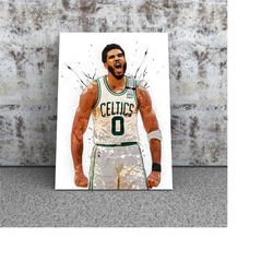 Jayson Tatum, Boston Celtics, Poster, Canvas Wrap, Basketball framed print, Sports wall art, Man Cave, Gift, Kids Room D