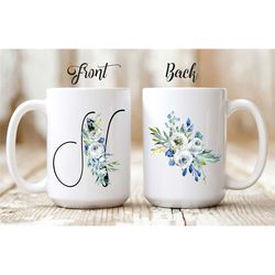 Custom Letter N Name Mug | Floral Initial N Mug