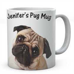 Pug Mug, Funny Personalised Pug Mugs Pug Gifts Novelty Cute Dog Gifts For Him Or Her Coffee Tea Cup