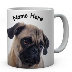 Personalised Pug Mug, Funny Pug Mugs Pug Gifts Novelty Cute Dog Gifts For Him Or Her Coffee Tea Cup For Work Office Or H