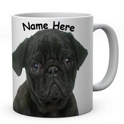 Black Pug Mug, Funny Personalised Pug Mugs Pug Gifts Novelty Cute Dog Gifts For Him Or Her Coffee Tea Cup