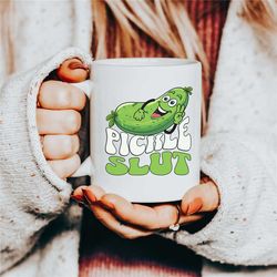 Pickle Slut White Mug, Quirkie Pickle Lover Coffee Mug, Cucumber Gherkin Addict, Funny Gifts for Her