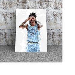 Ja Morant, Memphis Grizzlies Poster, Canvas Wrap, Basketball framed print, Sports wall art, Man Cave, Gift, Kids Room De