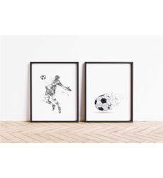 Set of 2 Football Prints, Gift for Teenager,