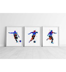 watercolour football set, watercolor football prints, set of