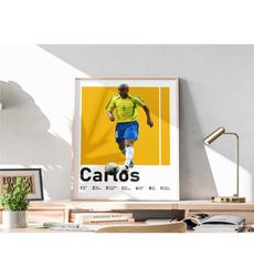 Printable Roberto Carlos Poster, Football Prints, Brazilian Soccer