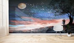 Modern Wall Decal, Papercraft 3D, Decals For Walls, Gift For Her, Wall Decals, Moon Landscape Wall Stickers, Landscape W