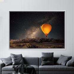 Star at Night Wall Decoration, Landscape Wall Decor, Cappadocia Hot Air Balloon Wall Hanging, Milky Way Canvas Print, Sk