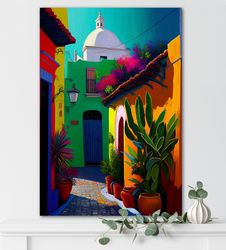 Mexican Art, Modern Mexico Wall Art, Oaxaca Painting, Large Mexican Wall Art, Hispanic Artwork, Mexican Home Decor, Lati