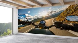 Gift For Him, Motorcycle Wall Paper, Landscape Wallpaper, Road Landscape Wall Stickers, Wall Paper, 3D Paper Wall Art, B