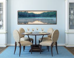 Sunrise Over Lake, Oil Landscape Painting On Canvas - Ready To Hang Large Gallery Wrap Canvas Wall Art Prints With Or Wi