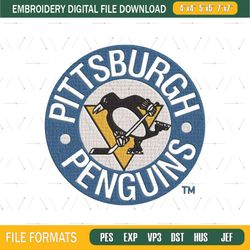 Pittsburgh Penguins logo Embroidery, NHL Embroidery, Sport embroidery, Logo Embroidery