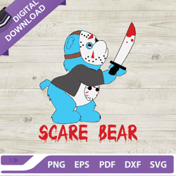Horror Halloween Jason Scare Bear SVG, Scare Bear SVG, Jason Scary Cute Bear SVG