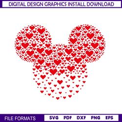 Disney Mickey Mouse Valentine Hearts Head SVG