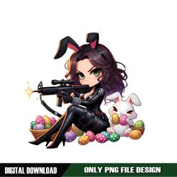 Bunny Black Widow Chibi Happy Easter Eggs PNG