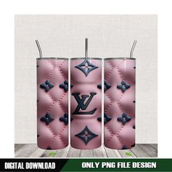 LV Black Logo 3D Inflated Pattern Tumbler Wrap PNG