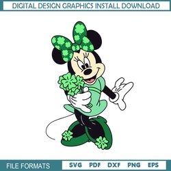 St Patrick's Day Four Leaves Clover Bow Minnie SVG