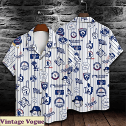 LA Dodgers Aloha Shirt Baseball Pattern Beach Gift For Him
