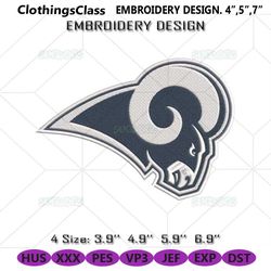 Los Angeles Rams Logo Embroidery Design File, Los Angeles Rams Embroidery Design File