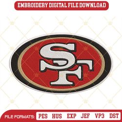 San Francisco 49ers Logo Embroidery Files, NFL Football Team Machine Embroidery Designs