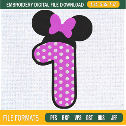 Happy Birthday 1st Minnie Mouse Embroidery Designs, Birthday Machine Embroidery ,Embroidery Design,Embroidery svg,Machin