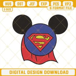 Superman Mickey Mouse Head Embroidery Designs, Superhero Embroidery Files.jpg