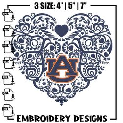 Auburn Tigers heart embroidery design, Sport embroidery, logo sport embroidery, Embroidery design,NCAA embroidery,Embroi