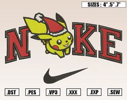 Nike Pikachu Santa Embroidery Designs, Christmas Embroidery Design File ,Nike Embroidery D301