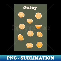 Juicy orange fruit pattern for fresh summer vibes - modern figurative art - green background - PNG Transparent Sublimation Design - Fashionable and Fearless
