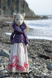 Handmade doll cat – dressed up doll kitty –  girls gift