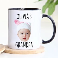 Custom Baby Face Mug, Mothers Day Mug Gift, Grandchild Mug, Personalize Child Photo Coffee Cup for Dad  Mom, Mug with Ba