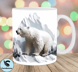 3D Bear Mug Wrap, 11oz  15oz Mug Template, Mug Sublimation Design, Mountains Mug Wrap Template, Instant Digital Download