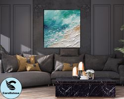 Original Abstract Seascape Oil painting, Modern Beach For Living Room, Coastal wall Decor Living Room, officel Wall Art,