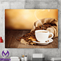 Coffee Canvas Wall Art Painting, Brown Canvas Wall Art, Coffee Canvas Poster, Great Wall Art, Gift for Coffee Lovers, Co