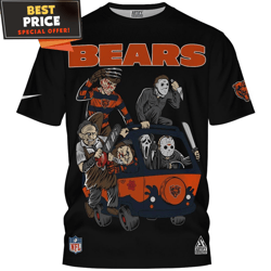 Chicago Bears Horror Movie Characters Mystery Van TShirt, Chicago Bears Gifts For Men  Best Personalized Gift  Unique Gi
