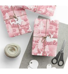 Pink Christmas Wrapping Paper, Christmas Trees, Xmas Wrapping