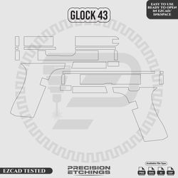 Glock43 Outline/Template For laser engraving and Marking Full Build Svg