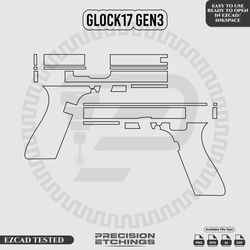 Glock17 gen3 Outline/Template For laser engraving and Marking Full Build Svg