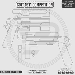 Colt 1911 Competition Outline/Template For laser engraving and Marking Full Build Svg