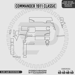 Commander 1911 classic Outline/Template For laser engraving and Marking Full Build Svg