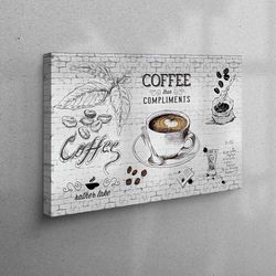 Wedding Gift For Couple Personalized, Gifts, Framed Wall Art, Coffee Canvas Canvas, Modern Printed, Kitchen Wall Decor,