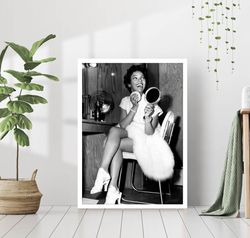 Dorothy Dandridge Famous Movie Actress Print Black and White Retro Vintage Luxury Fashion Photography Canvas Framed Prin