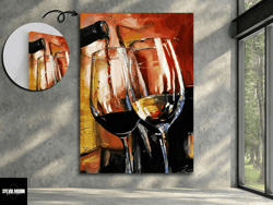 Wine Glass Canvas, Red Wine, Goblet Canvas, Red Wine Painting, Alcohol Prints, Kitchen Descor