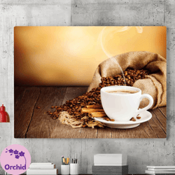 Coffee Canvas Wall Art Painting, Brown Canvas Wall Art, Coffee Canvas Poster, Great Wall Art, Gift for Coffee Lovers, Co